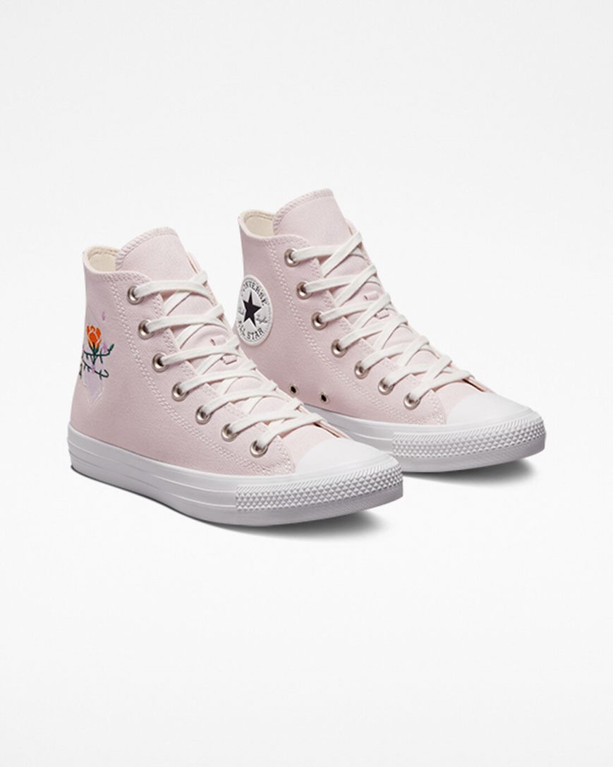 Zapatillas Altas Converse Chuck Taylor All Star Embroidered Crystals Mujer Rosas Blancas | PE EP24W5